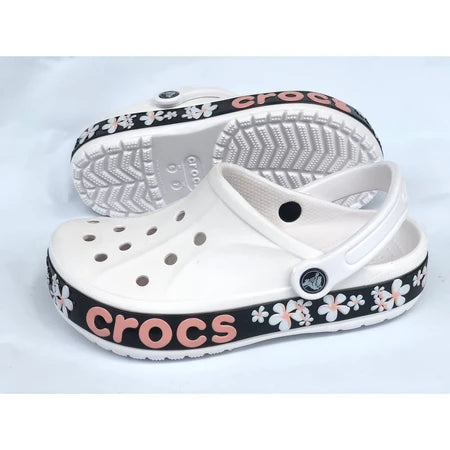 White Floral Crocs for Women