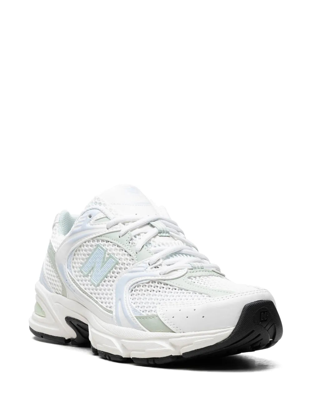 New Balance 530 trainers in white and light blue
