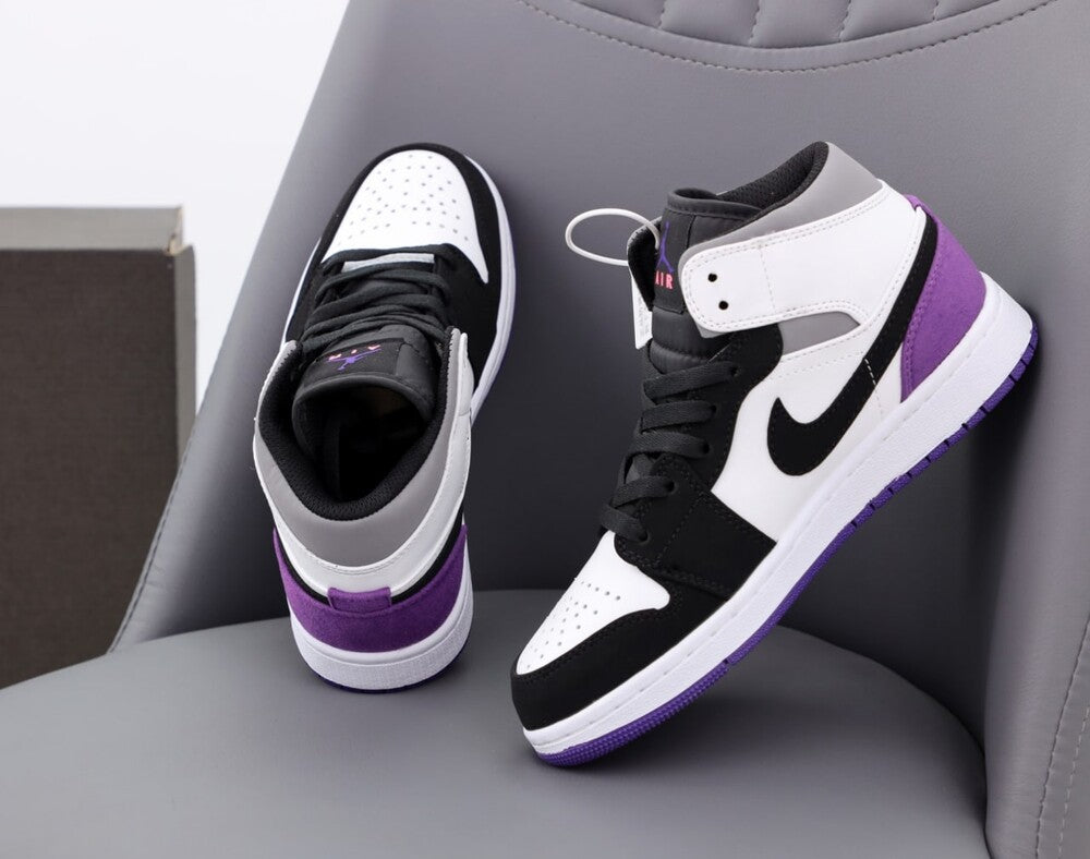 Women's Nike Air Jordan 1 Mid Purple Black White Sneakers