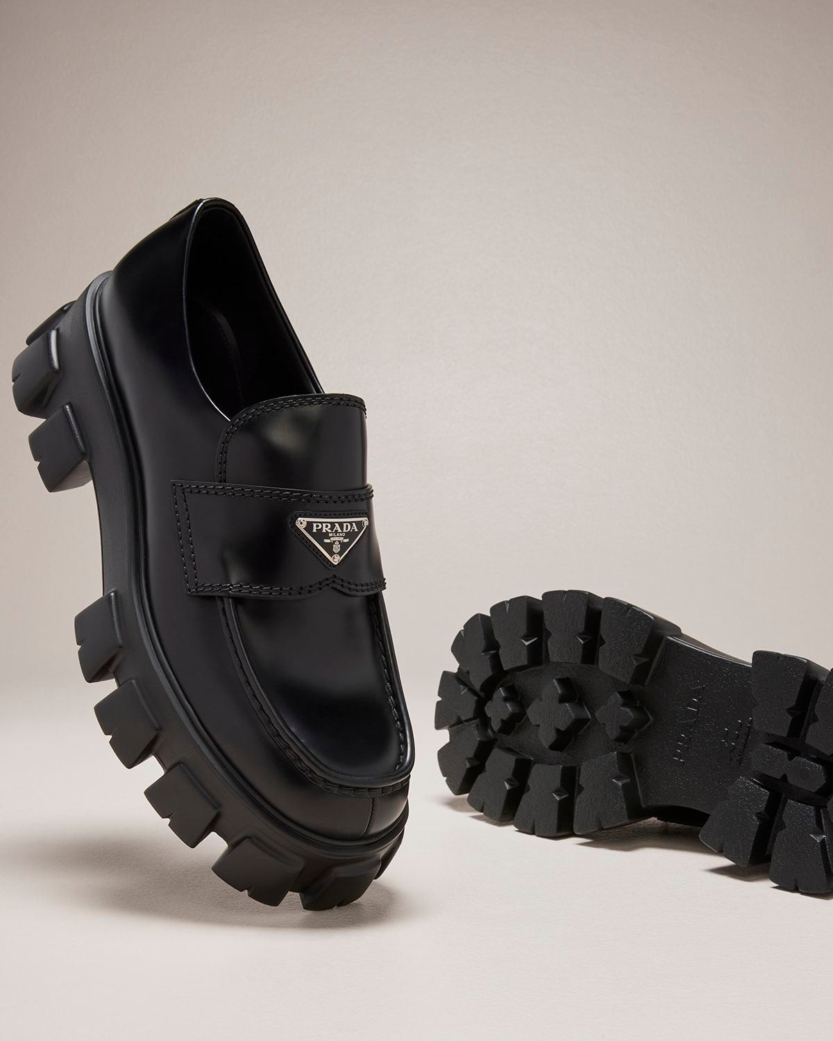 Prada Monolith Loafers Triple Black