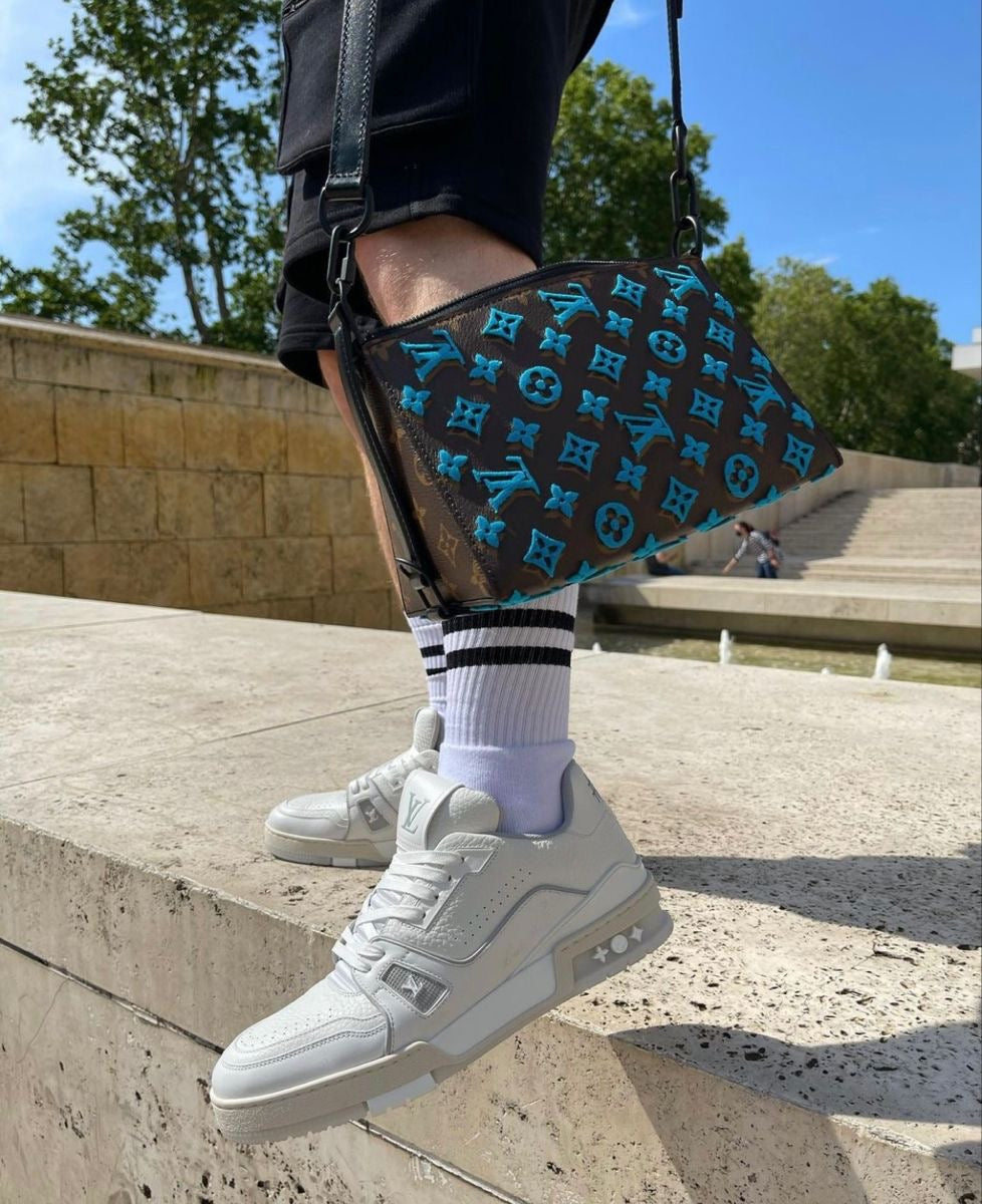 Louis Vuitton Trainer White Grey Monogram