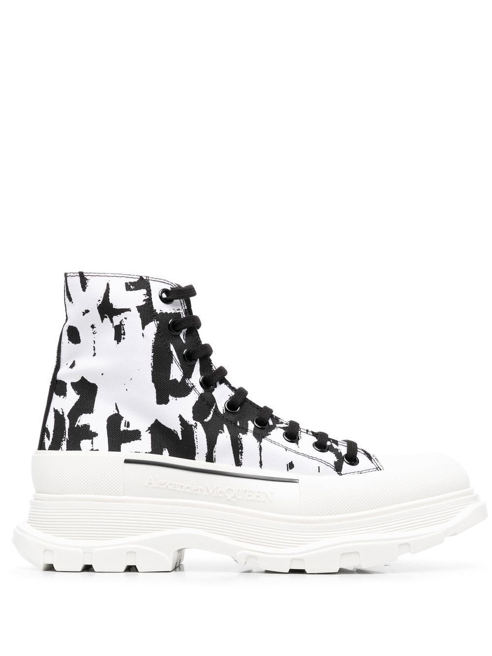 Alexander Mcqueen Slick High Graffiti White Bla