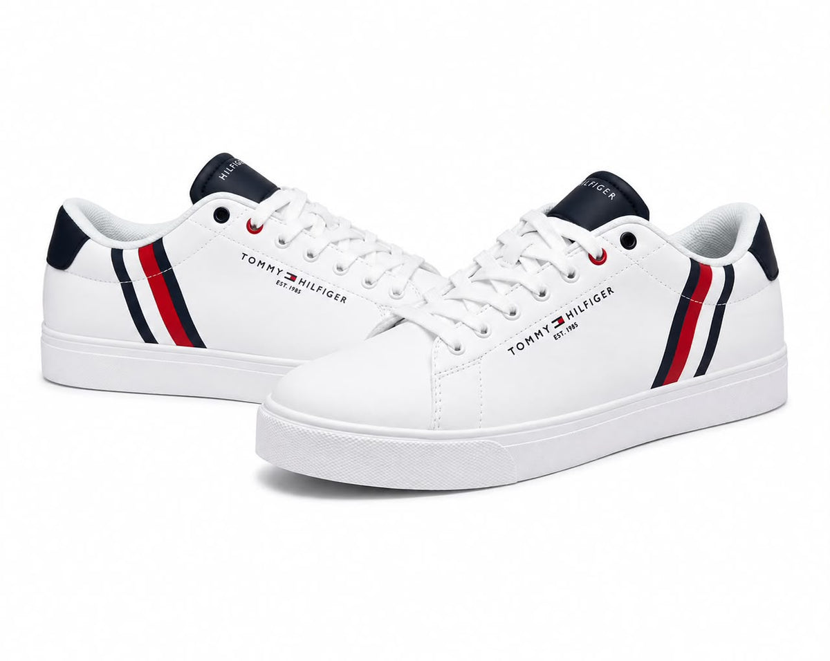 Tommy Hilfiger TH Side Stripe Sneaker (White/Navy/Red)
