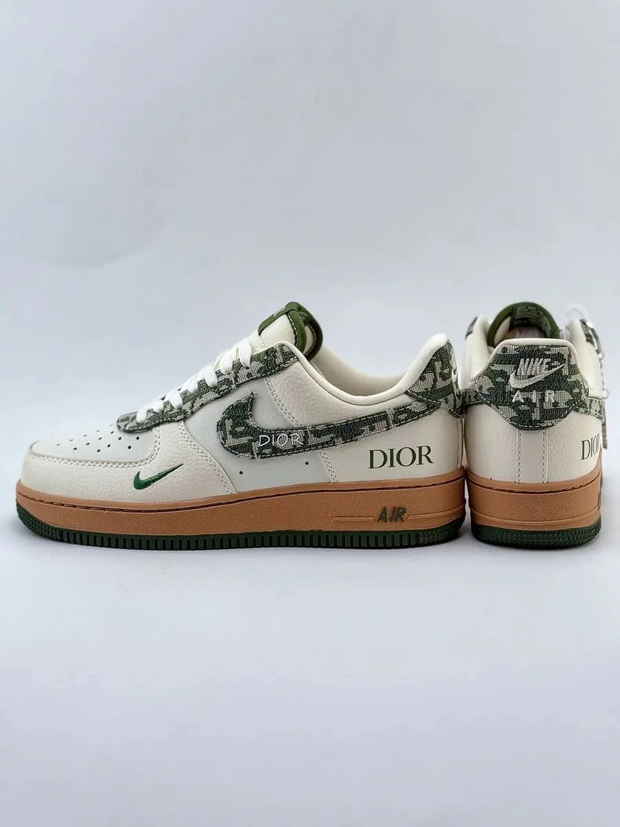Off White & Olive Air Force Dior Sneakers