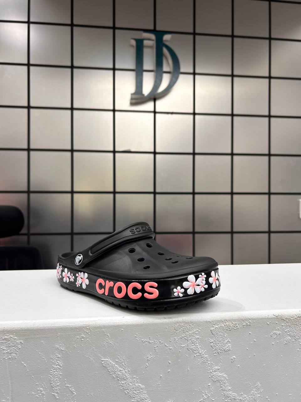 Black Floral Crocs for Women