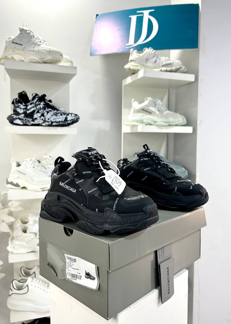 Balenciaga Shoes Triple S Black Logo