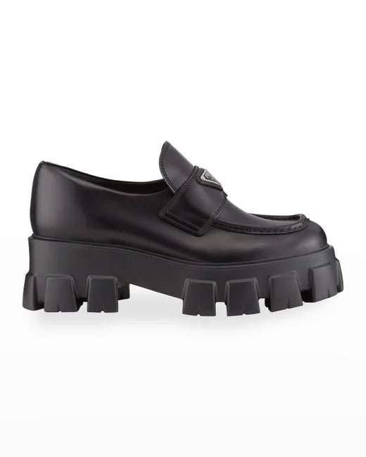 Prada Monolith Loafers Triple Black