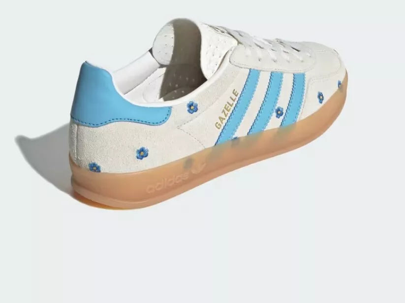Adidas Women's Gazelle Indoor Beige Blue Floral Sneakers