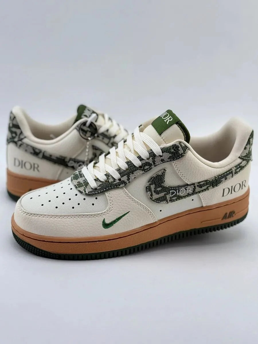 Off White & Olive Air Force Dior Sneakers