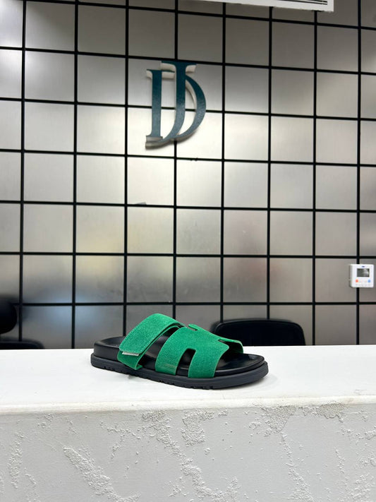 Hermes Vert Green Suede Sandal