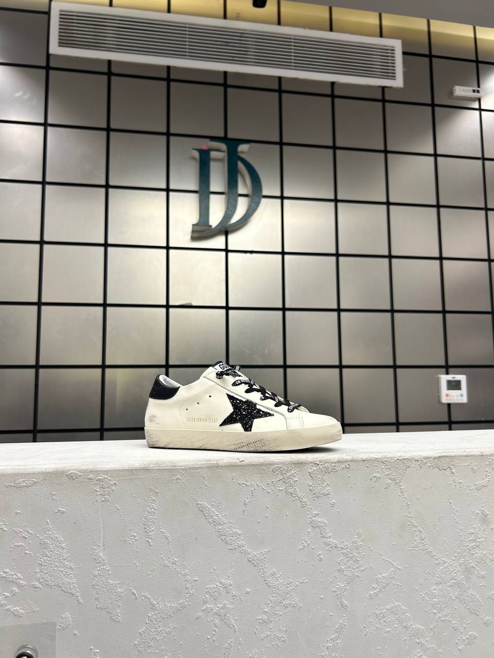 Golden Goose White/ Black- Black glitter