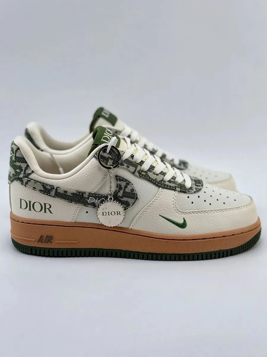 Off White & Olive Air Force Dior Sneakers