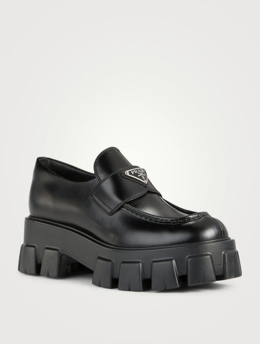 Prada Monolith Loafers Triple Black