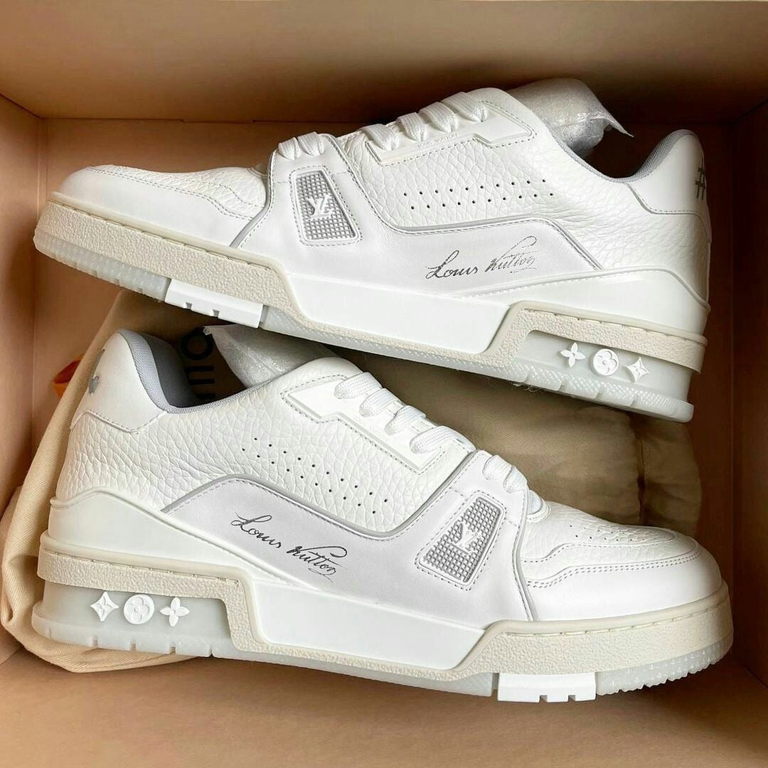 Louis Vuitton Trainer White Grey Monogram
