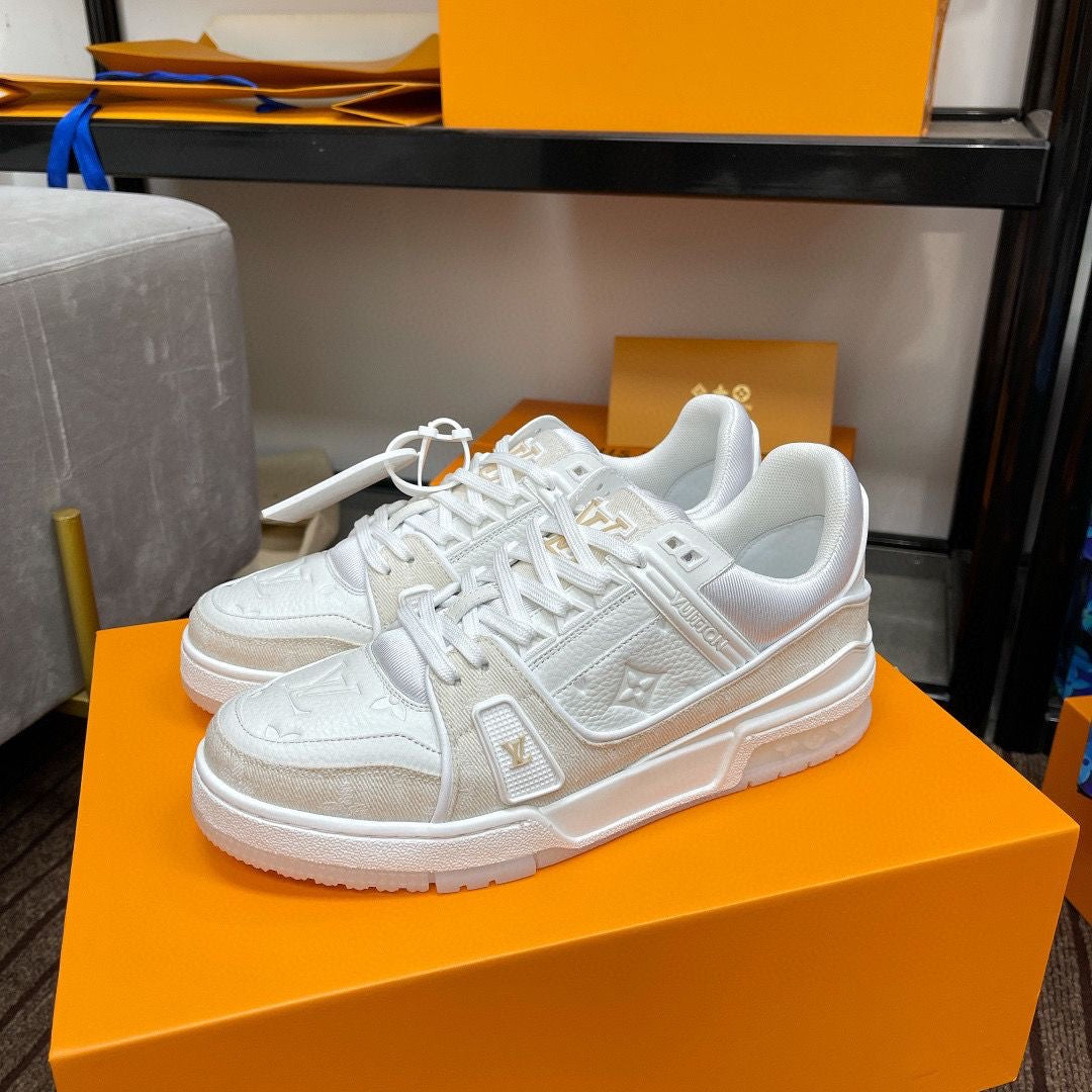 Louis Vuitton Trainer Beige White Monogram