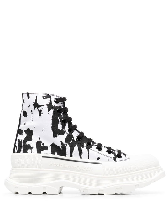 Alexander Mcqueen Slick High Graffiti White Bla