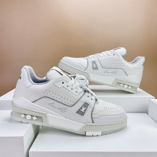 Louis Vuitton Trainer White Grey Monogram