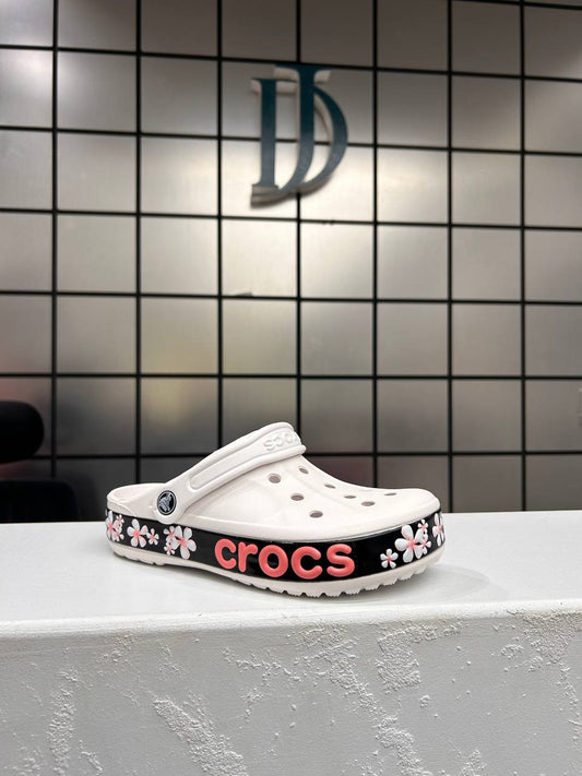 White Floral Crocs for Women