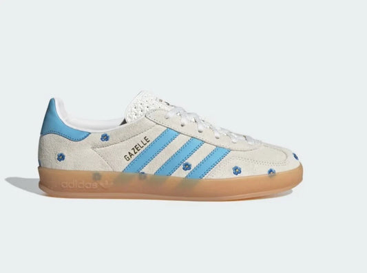 Adidas Women's Gazelle Indoor Beige Blue Floral Sneakers